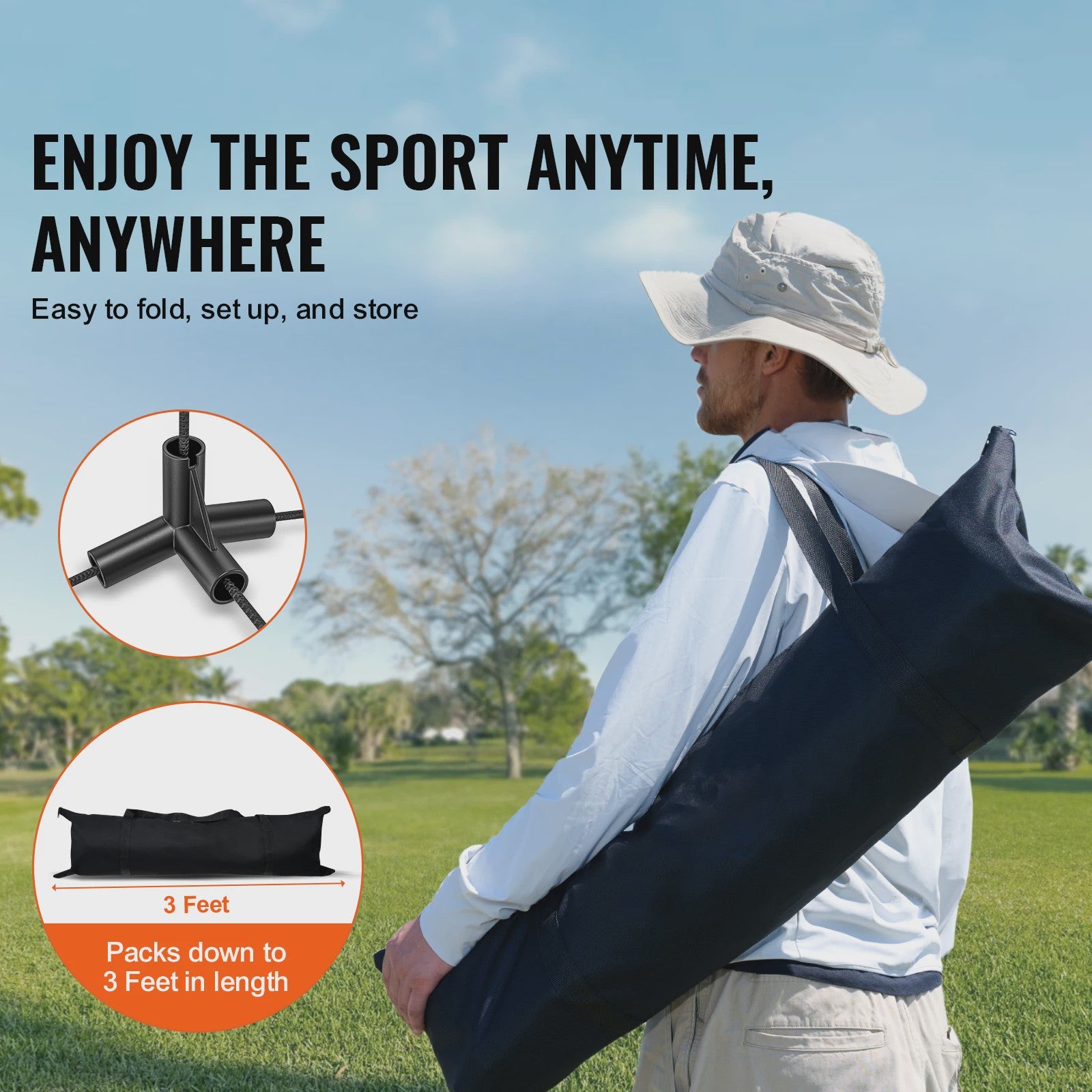 Verstelbaar Sportnet 20FT - Badminton, Volleybal, Tennis, Pickleball - Draagbaar & Inklapbaar