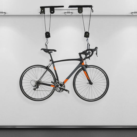 Zwarte Fietslift met Plafondmontage - Fietsopslag tot 60kg