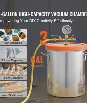 Vacuümkamer 3/5 Gallon met Gehard Glazen Deksel - Voor Hars, Hout & Meer