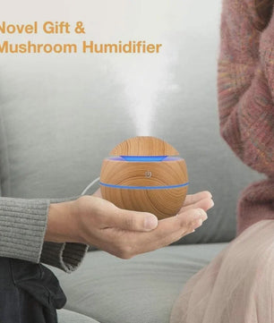 Mini USB Luchtbevochtiger & Aroma Diffuser met Houtnerf Design