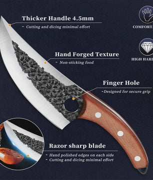 Professionele Handgesmede Keukenmes Set - Roestvrij Staal, Scherpe Snede, Ergonomisch Handvat