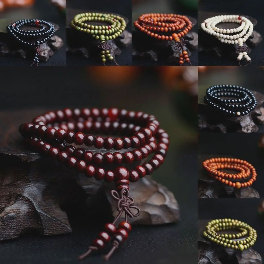 Natuurlijke Sandelhout Gebedskralen Armband - 108 Kralen voor Meditatie & Mannen/Vrouwen