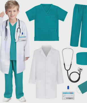 Kinders Dokter en Verpleegster Kostuum Set - Speelgoed Medische Uniform met Labjas
