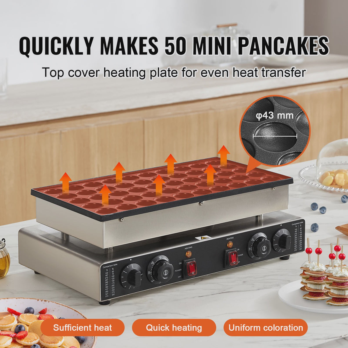 Professionele Mini Pannenkoekenmaker (Dorayaki) - 50 Stuks, Anti-aanbak, Dubbele Temperatuur & Tijdregeling