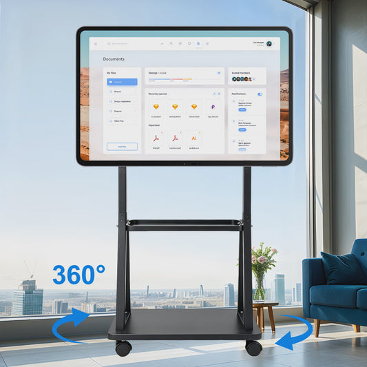 Verrijdbare TV Standaard voor 32-75 Inch TV's met 2 Legborden & Hoogteverstelling