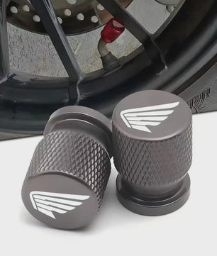 2x Aluminium Ventieldopjes Motor - Honda Vleugel Logo