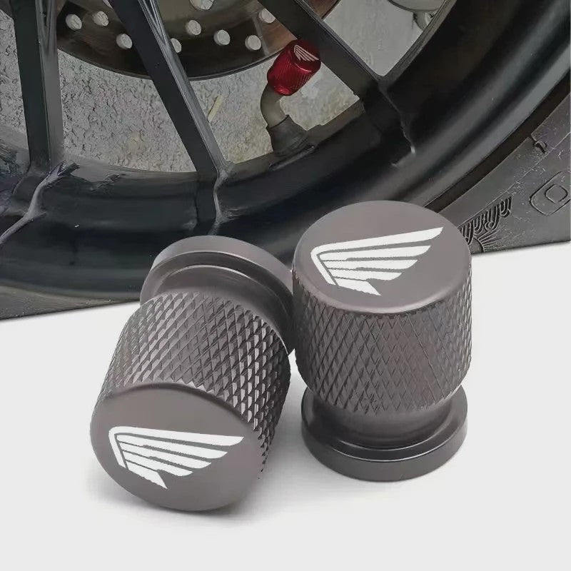 2x Aluminium Ventieldopjes Motor - Honda Vleugel Logo
