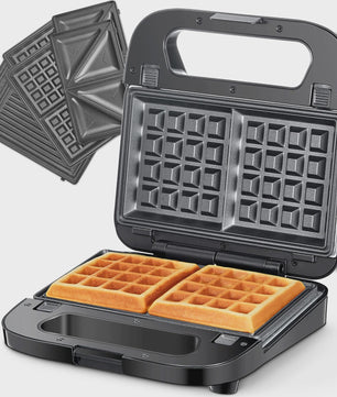 3-in-1 Wafelijzer, Grill & Tosti Apparaat met Verwisselbare Platen
