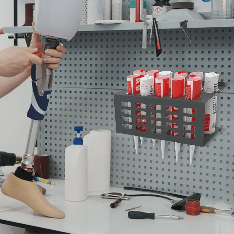Wandmontage Kit Tube Houder voor 11 Tubes - Ruimtebesparende Werkplaats Organisatie
