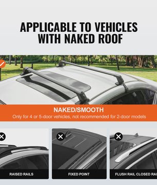 Verstelbare Aluminium Dakdragerset (2 stuks) - 155LBS Capaciteit - Voor Auto's met Kale Dakrand