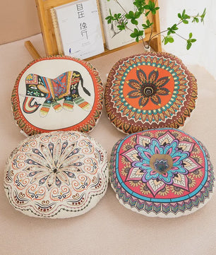 Bohemian Rond Kussen - Katoen & Linnen - Decoratief Vloer- of Stoelkussen