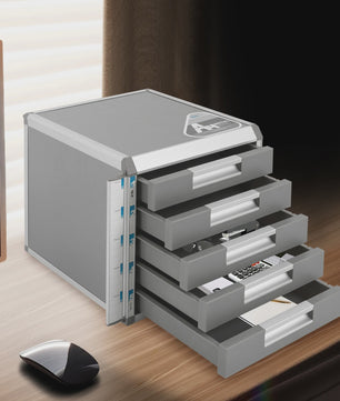Afsluitbare 5-Laden Archiefkast A4 - Aluminium Documenten Opbergkast voor Kantoor, Bank & Thuis