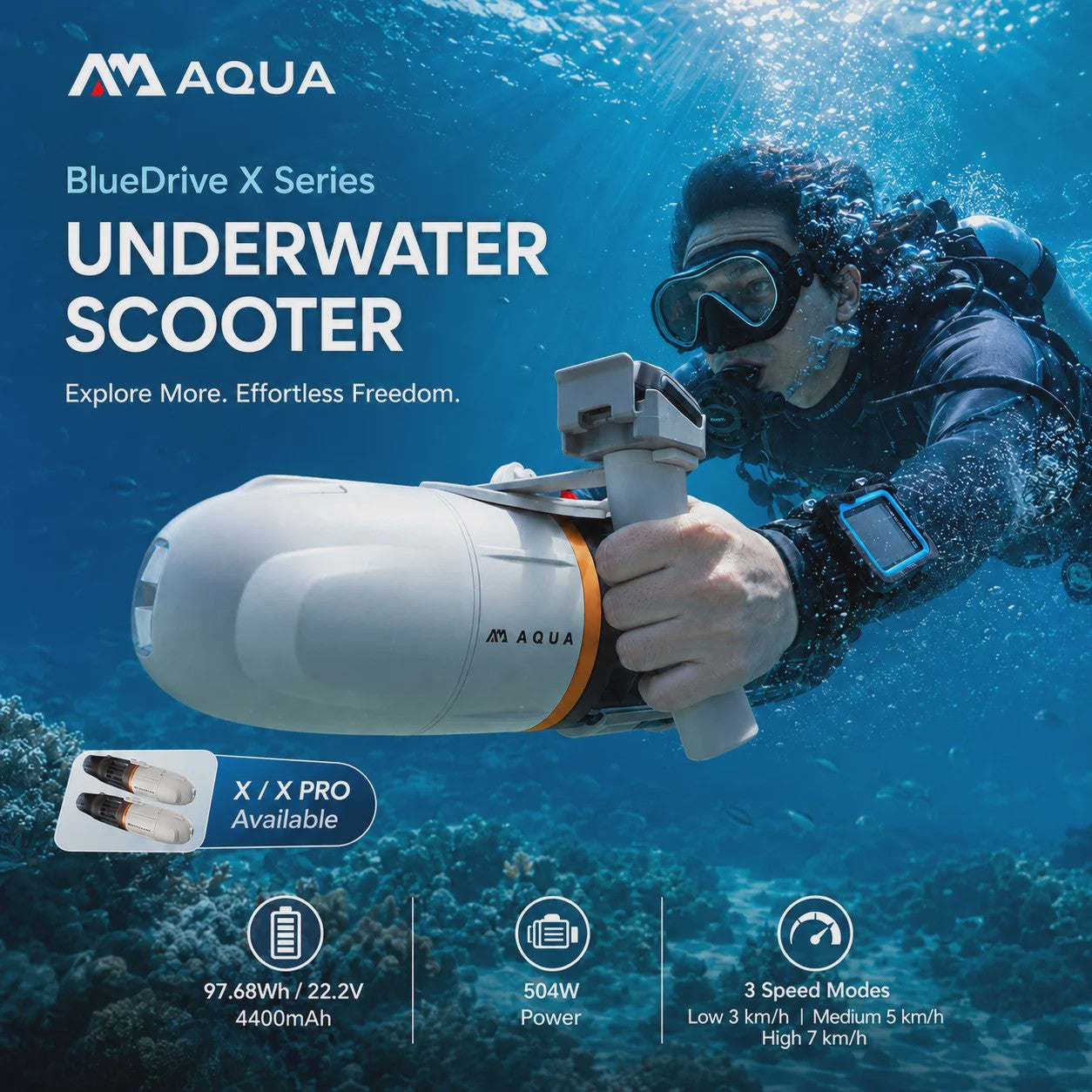 Aqua Marina Bluedrive X / X Pro Elektrische Onderwaterscooter - 3 Snelheden voor Watersport