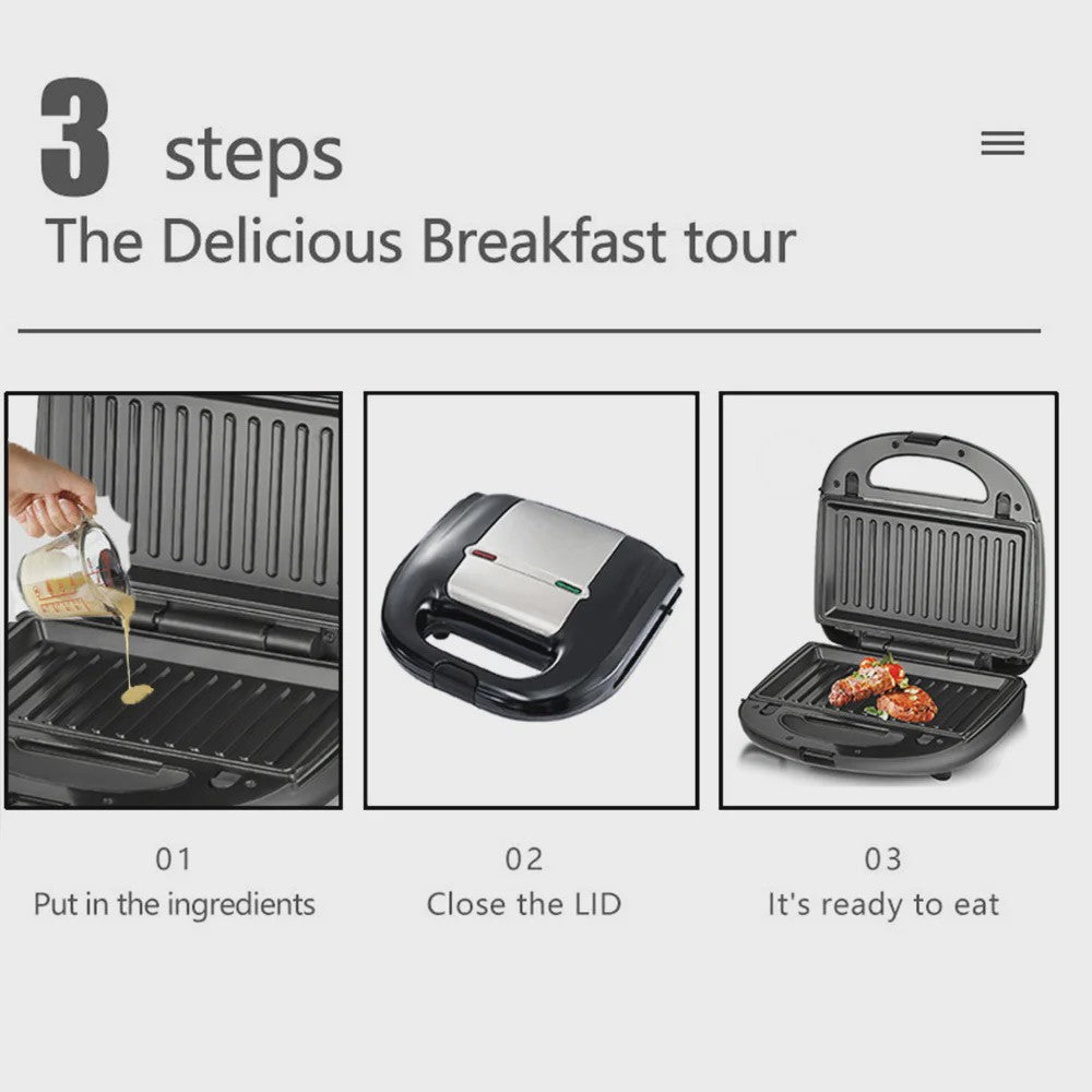 8-in-1 Multifunctionele Contactgrill & Wafelijzer - Wisselplaten voor Broodjes, Donuts, Wafels & Meer