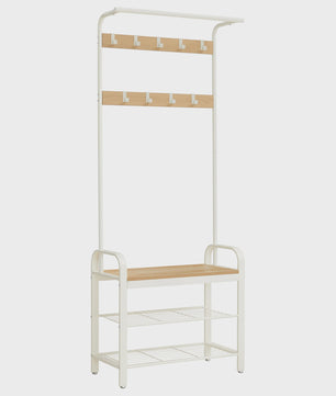 Stijlvolle Kapstok met Schoenenrek - 3 Niveaus, Afneembare Haken & Metalen Frame - 183 cm Hoog