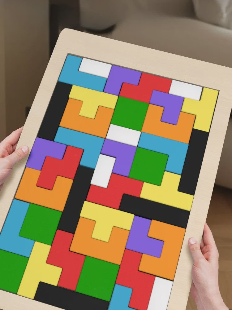 Houten Tangram Puzzel voor Kinderen - Kleurrijk Montessori Leerspel