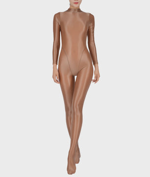 Dames Full Body Jumpsuit met Voetjes - Lange Mouwen, Strakke Sport Bodysuit voor Yoga & Gym