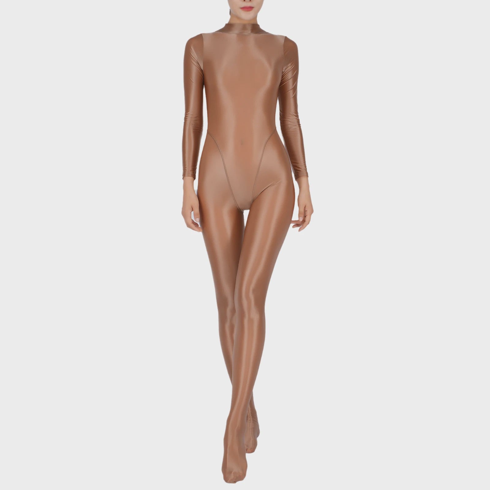 Dames Full Body Jumpsuit met Voetjes - Lange Mouwen, Strakke Sport Bodysuit voor Yoga & Gym