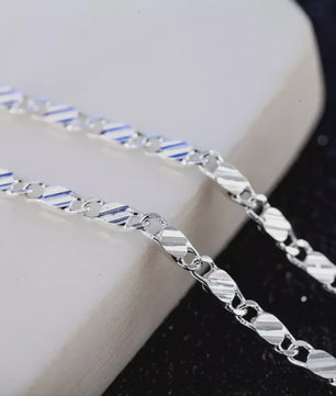 18K Gouden & 925 Zilveren Halsketting - 2MM Brede Zijschakel Ketting voor Dames & Heren
