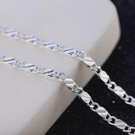 18K Gouden & 925 Zilveren Halsketting - 2MM Brede Zijschakel Ketting voor Dames & Heren