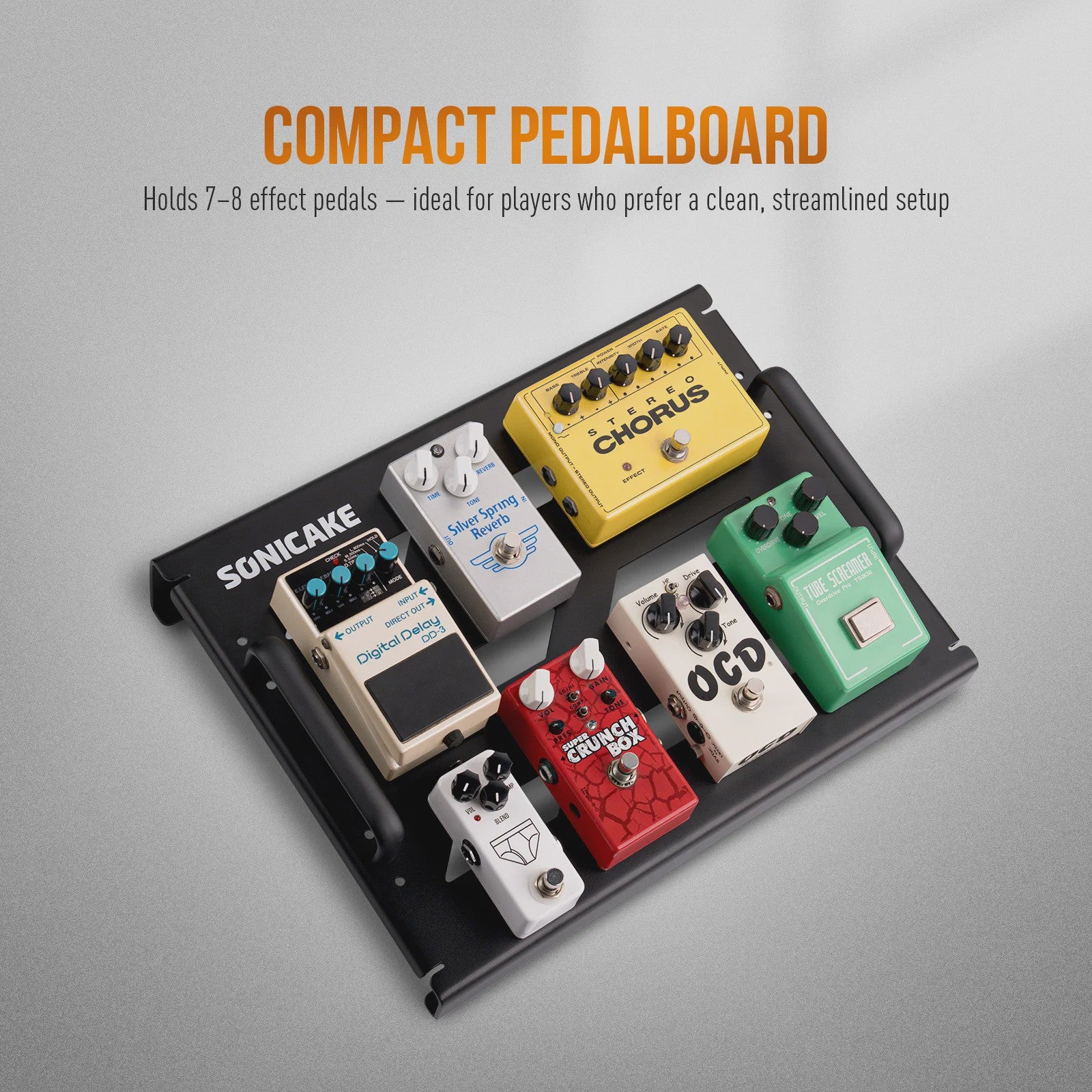 SONICAKE QPB-20 Compact Gitaar Pedalboard met Tas, Kabelbinders en Tape