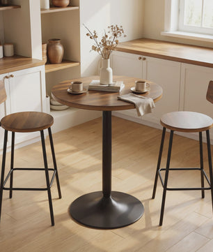 Homcom Ronde Bartafel 60cm met Houten Look - Compact en Stijlvol