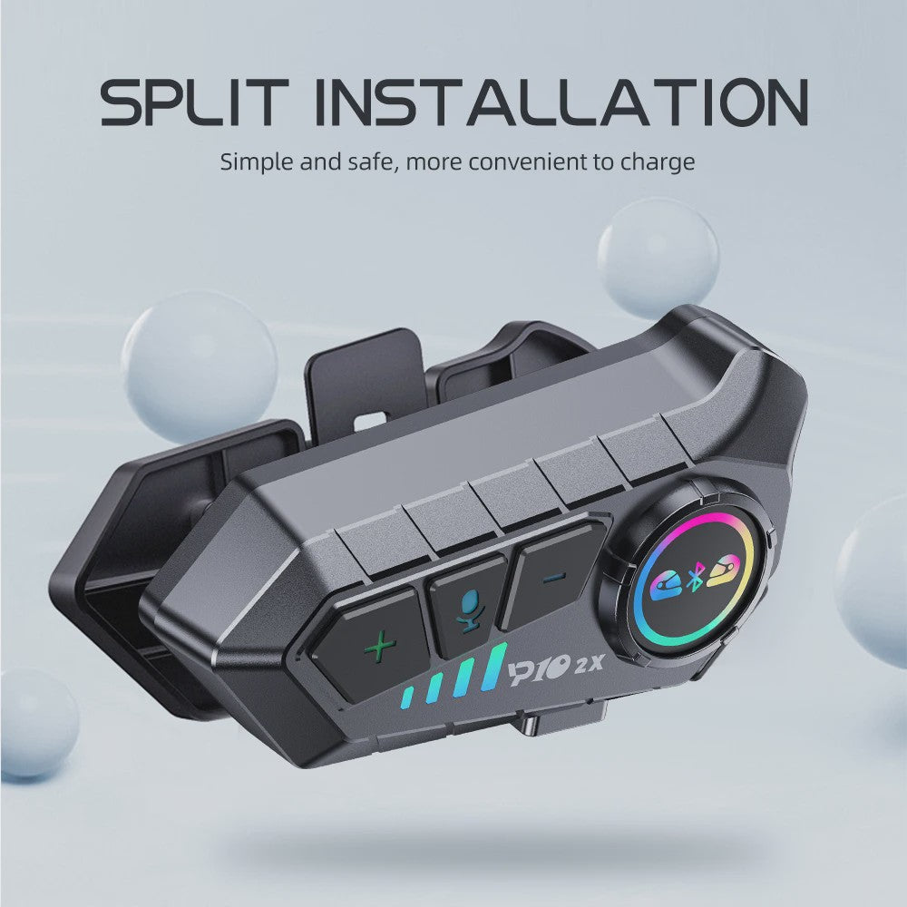 Kebidumei YP10 2X Motorhelm Intercom Headset - Bluetooth 5.3, 300m Bereik, Waterdicht
