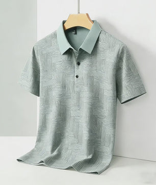 Heren Polo Shirt Korte Mouw met Weefpatroon en Contrastkraag - Comfortabel & Stijlvol