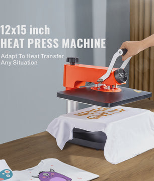 SucceBuy 12x15 inch Heat Press Machine: Snel Verwarmend, 360° Zwenkbaar Digitaal Transferapparaat