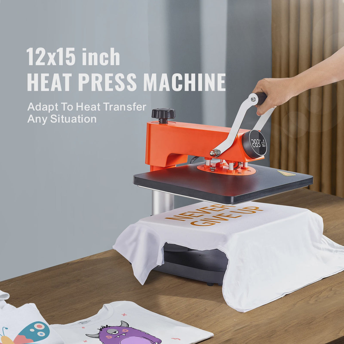 SucceBuy 12x15 inch Heat Press Machine: Snel Verwarmend, 360° Zwenkbaar Digitaal Transferapparaat