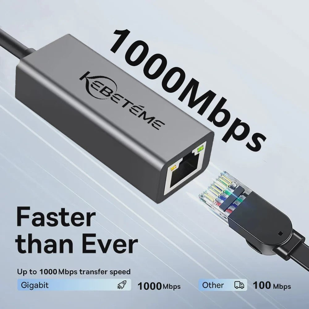 Snelle 1000Mbps USB 3.0 Ethernet Adapter - RJ45 LAN voor PC, MacBook & meer