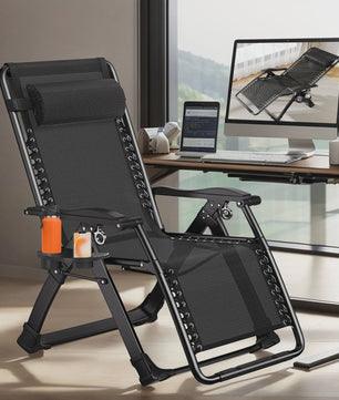 Verstelbare Zero Gravity Loungestoel Inklapbaar met Bekerhouder en Hoofdsteun - Comfort voor Buiten