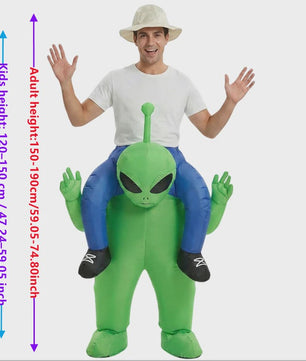 Opblaasbaar Alien Kostuum voor Kinderen & Volwassenen - Grappig Feest-, Halloween- & Carnavalskostuum