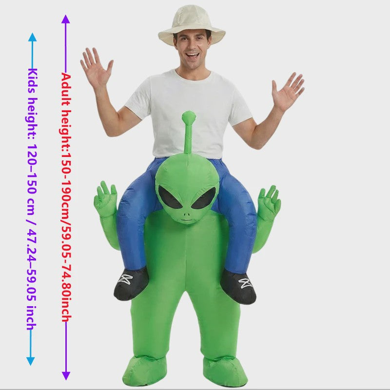Opblaasbaar Alien Kostuum voor Kinderen & Volwassenen - Grappig Feest-, Halloween- & Carnavalskostuum