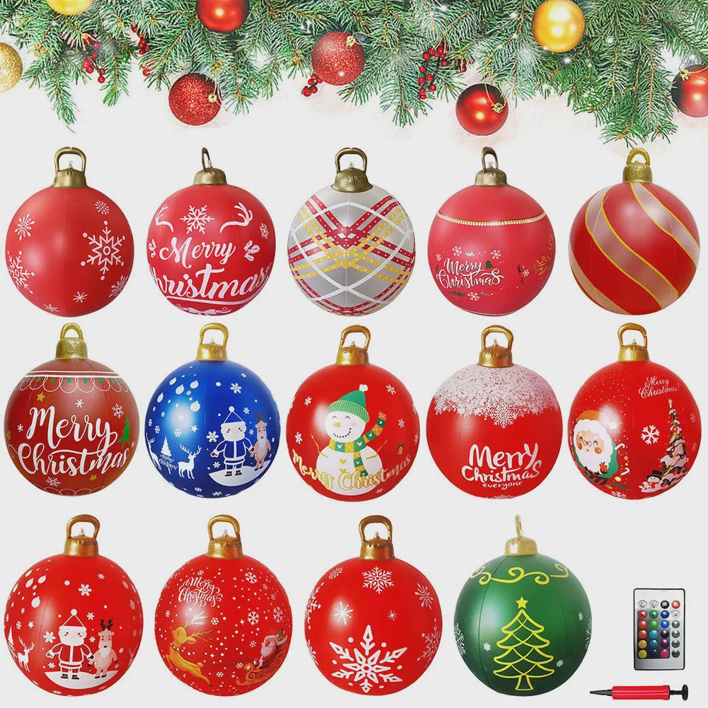 24 Inch Opblaasbare Kerstbal met LED Verlichting - XL Tuindecoratie
