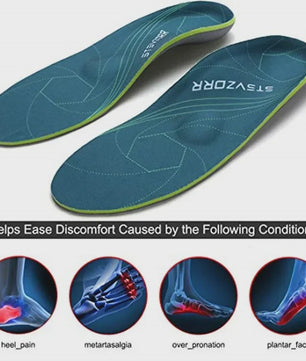 Orthopedische Steunzolen voor Platte Voeten, Hielpijn & Plantaire Fasciitis - Unisex Schoen Inlegzolen