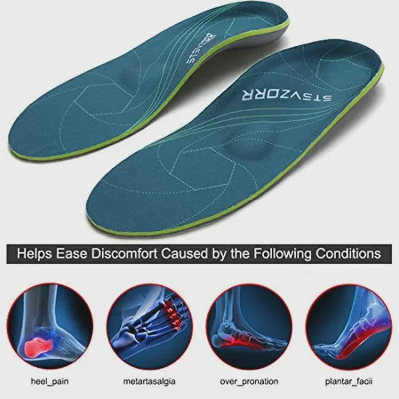 Orthopedische Steunzolen voor Platte Voeten, Hielpijn & Plantaire Fasciitis - Unisex Schoen Inlegzolen