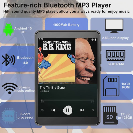 Famue PA03 Android MP3/MP4 Speler met WiFi, Bluetooth & 2.8" Scherm - Lossless Audio & App Downloads