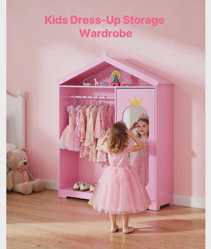 Kinder Garderobe met Spiegel - Droomkast voor Verkleedkleding en Speelgoed