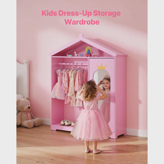Kinder Garderobe met Spiegel - Droomkast voor Verkleedkleding en Speelgoed