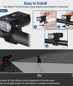 Oplaadbare Fietsverlichting LED Voorlamp Type-C, Waterdicht & 6 Modi