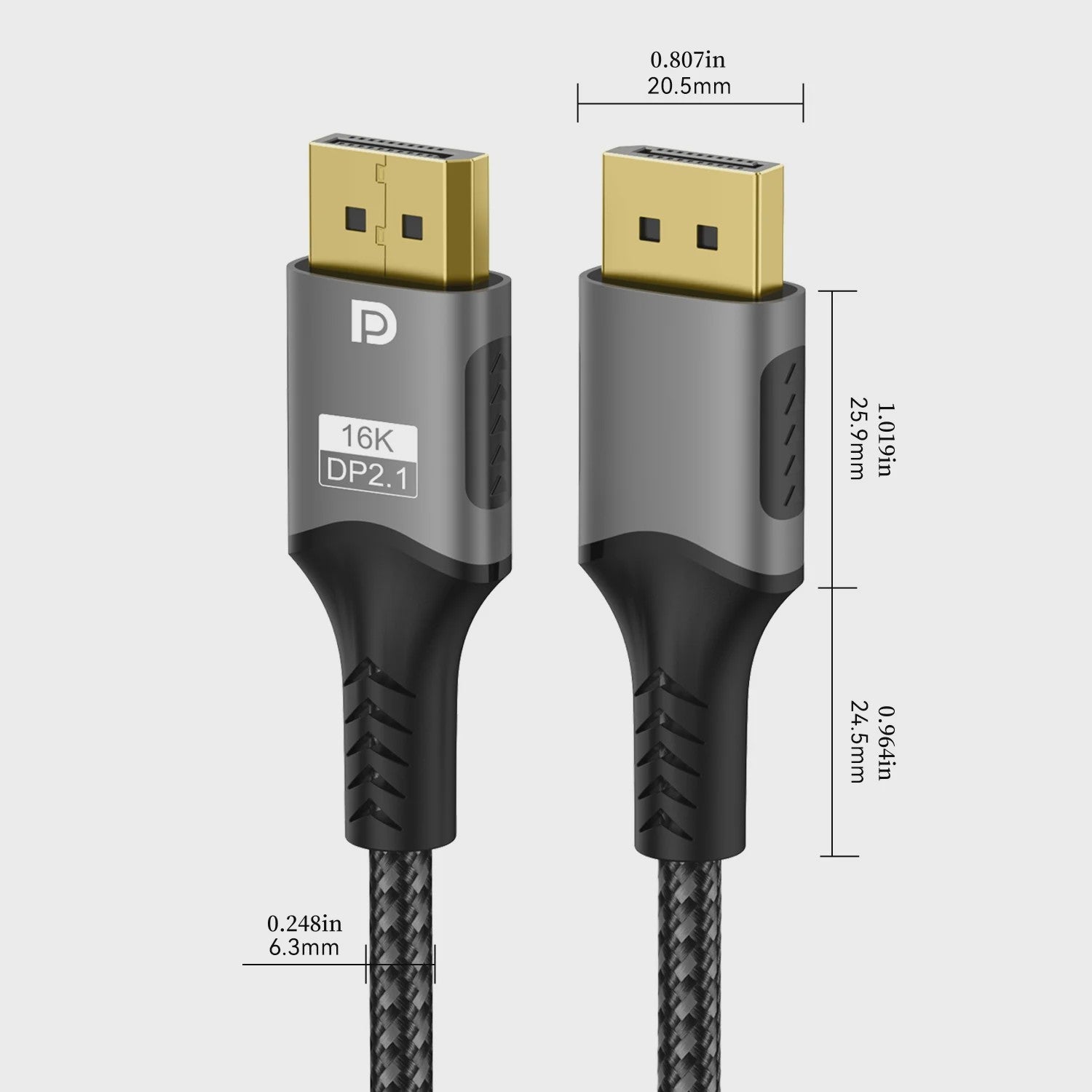 Displayport 2.1 Kabel - 16K Ultra HD, 8K 120Hz, 4K 240Hz, 80Gbps, HDR - Voor Gaming, Laptop, Monitor