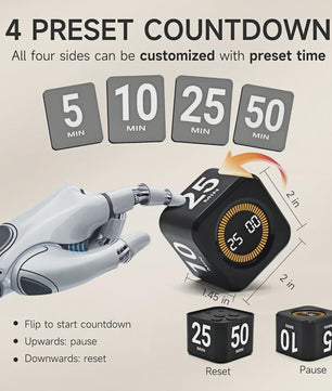 Slimme Timer Kubus met Zwaartekracht Sensor - Visuele Tijdmanagement Tool met LED Scherm
