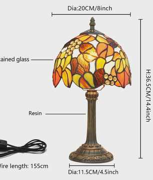 Vintage Stijl Tiffany Tafellamp - 20cm Breed Kleurrijk Glas - Sfeervolle Leeslamp