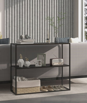 Industriële Console Tafel met Anti-Kip Plank 90x30x75cm Zwart