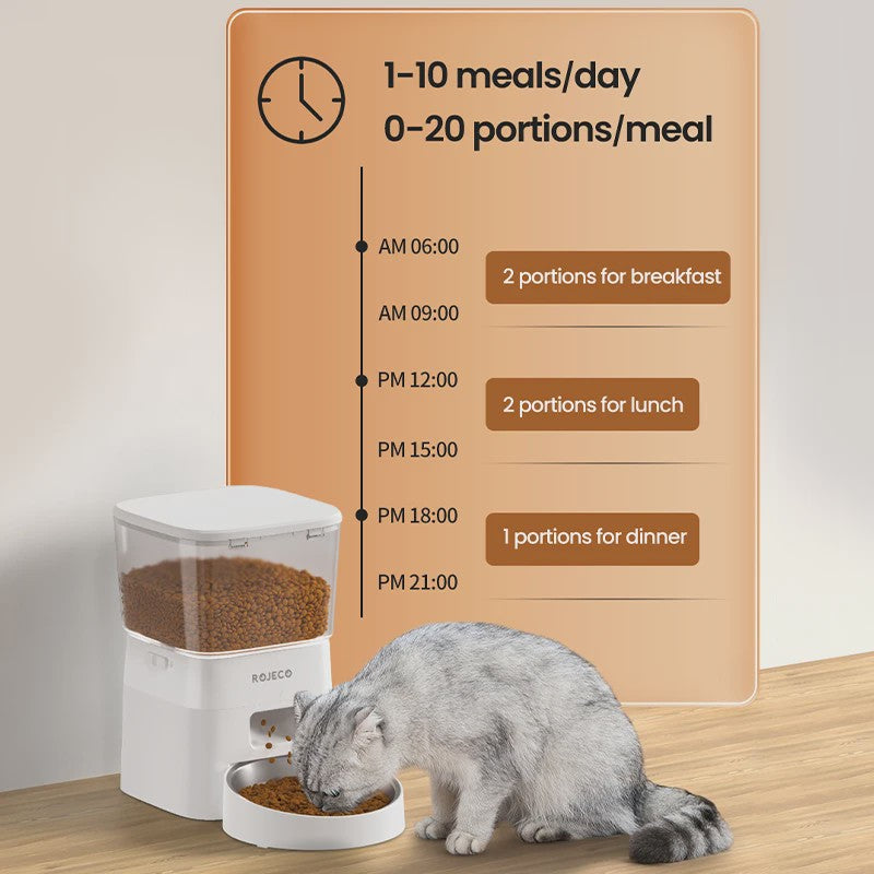 ROJECO Automatische Hond & Kat Voerbak met WIFI Bediening - 2L Capaciteit