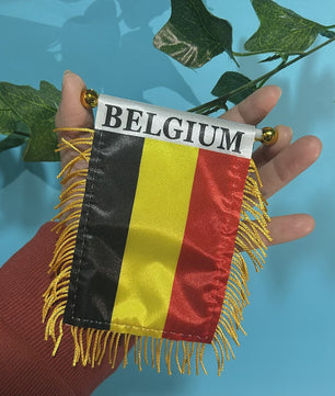 Belgische Mini Vlag voor Auto Raam - 8x12cm Polyester, Dubbelzijdig Bedrukt