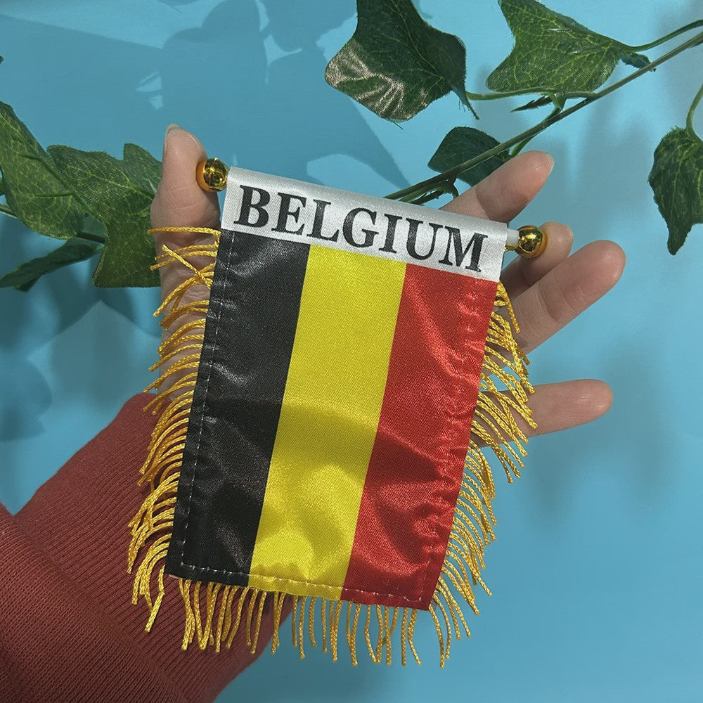 Belgische Mini Vlag voor Auto Raam - 8x12cm Polyester, Dubbelzijdig Bedrukt