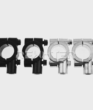 Set van 2 Motor Stuur Spiegelhouders - Zwart/Zilver - Universele Klemmen 22/25mm