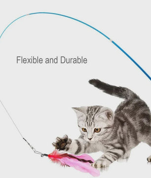 11-delige Katten Speelgoed Set met Veren en Intrekbare Hengel - Interactief Plezier voor Jouw Kat